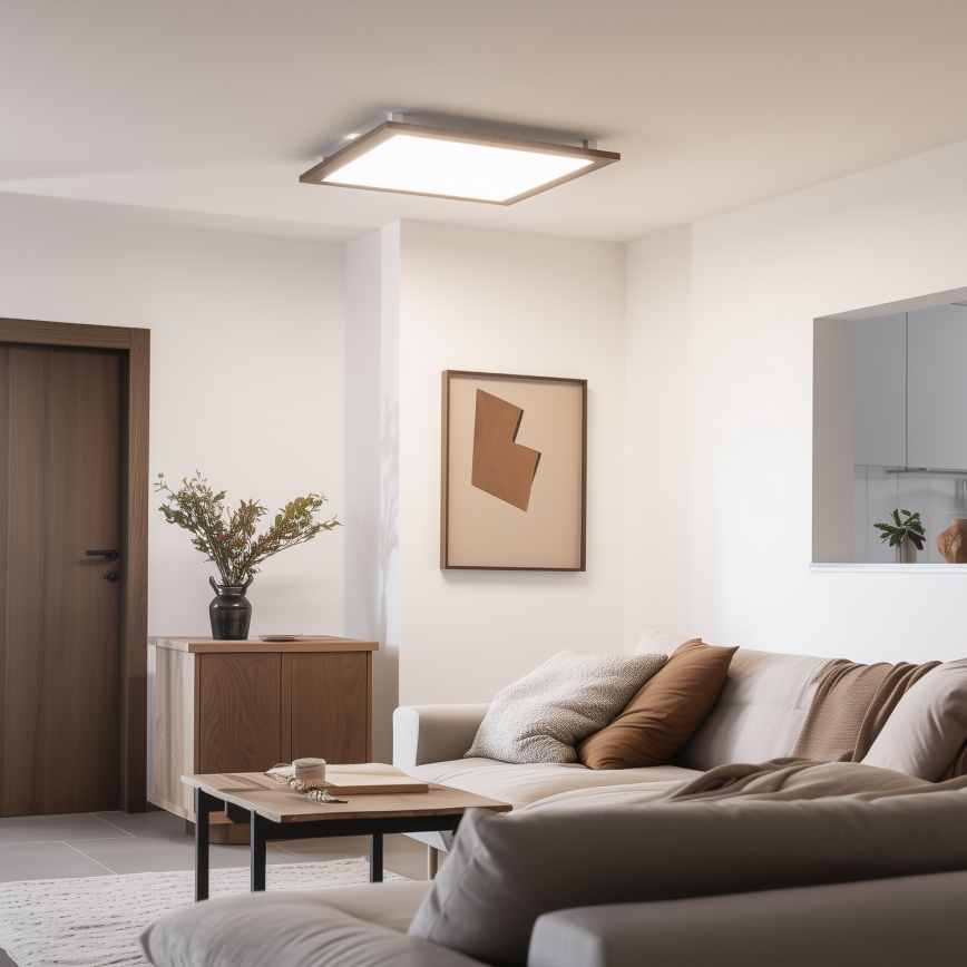 Eglo - LED povrchový panel SALOBRENA WOOD LED/31W/230V 64x64 cm tmavohnedý