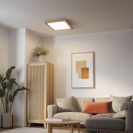 Eglo - LED RGB Stmievateľný prisadený panel SALOBRENA-C WOOD LED/40W/230V 2700-6500K 49,5x49,5 cm hnedý + diaľkové ovládanie