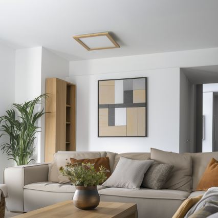 Eglo - LED RGB Stmievateľný prisadený panel SALOBRENA-C WOOD LED/40W/230V 2700-6500K 49,5x49,5 cm hnedý + diaľkové ovládanie
