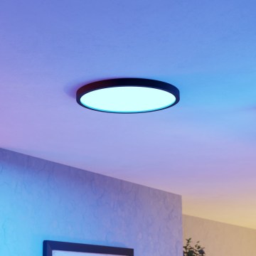 Eglo - LED RGBW Stmievateľné kúpeľňové stropné svietidlo LED/17,5W/230V 2700-6500K pr. 38,9 cm IP44 čierna
