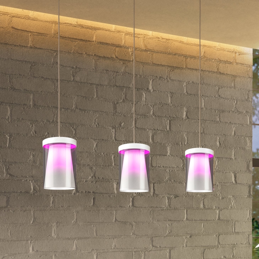 Eglo - LED RGBW Stmievateľný luster na lanku 3xLED/3,7W/230V 2700-6500K biela ZigBee
