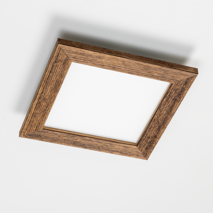 Eglo - LED RGBW stmievateľný prisadený panel SALOBRENA-C WOOD LED/16W/230V 2700-6500K 34x34 cm hnedý + diaľkové ovládanie