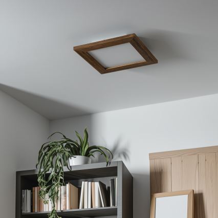 Eglo - LED RGBW stmievateľný prisadený panel SALOBRENA-C WOOD LED/16W/230V 2700-6500K 34x34 cm hnedý + diaľkové ovládanie