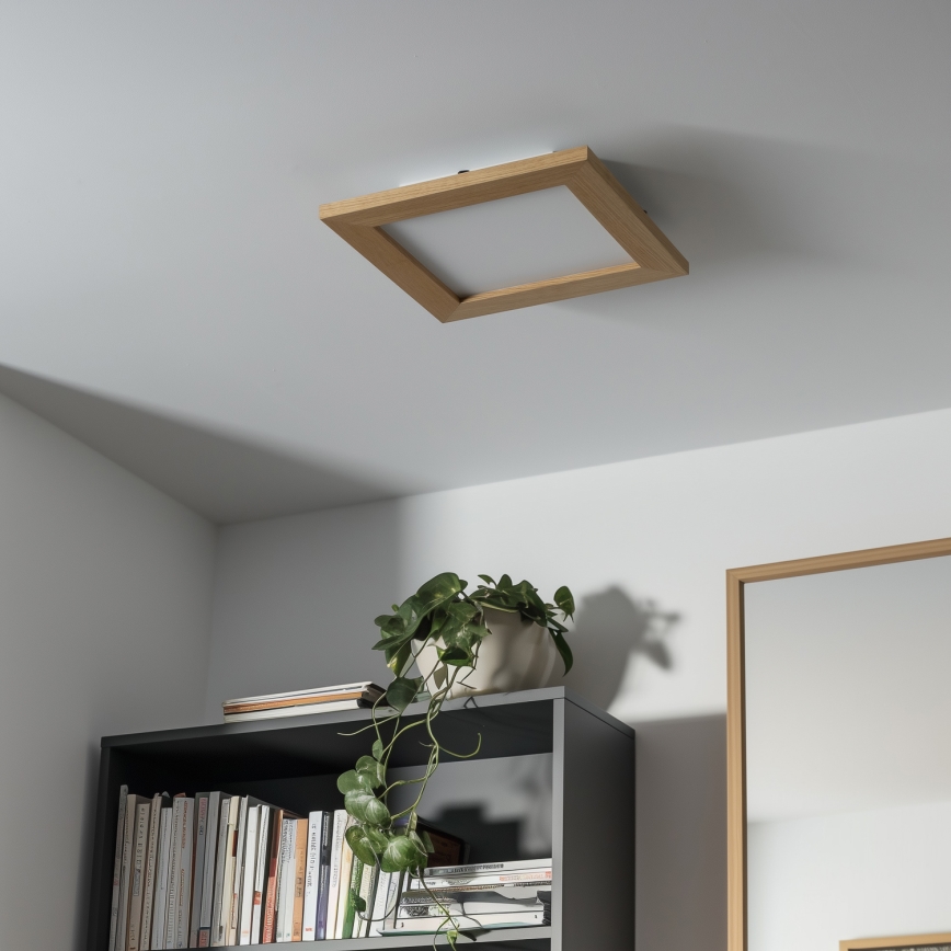 Eglo - LED RGBW stmievateľný prisadený panel SALOBRENA-C WOOD LED/16W/230V 2700-6500K 34x34 cm hnedý + diaľkové ovládanie