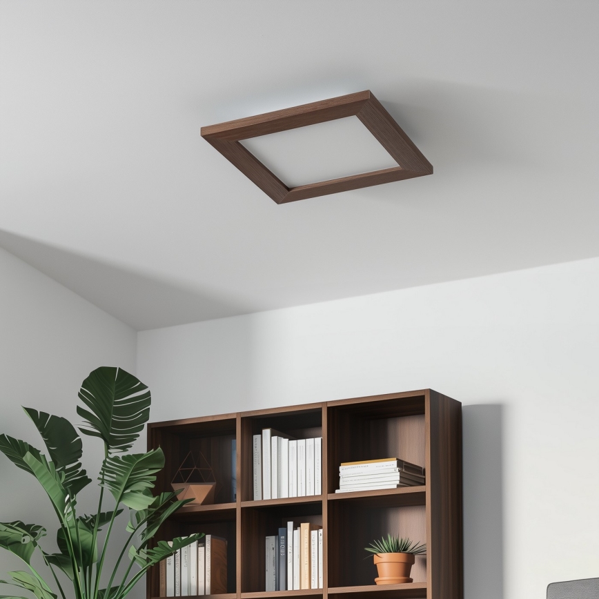Eglo - LED RGBW stmievateľný prisadený panel SALOBRENA-C WOOD LED/16W/230V 2700-6500K 34x34 cm tmavohnedá + diaľkové ovládanie
