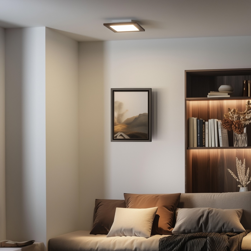 Eglo - LED RGBW stmievateľný prisadený panel SALOBRENA-C WOOD LED/16W/230V 2700-6500K 34x34 cm tmavohnedá + diaľkové ovládanie