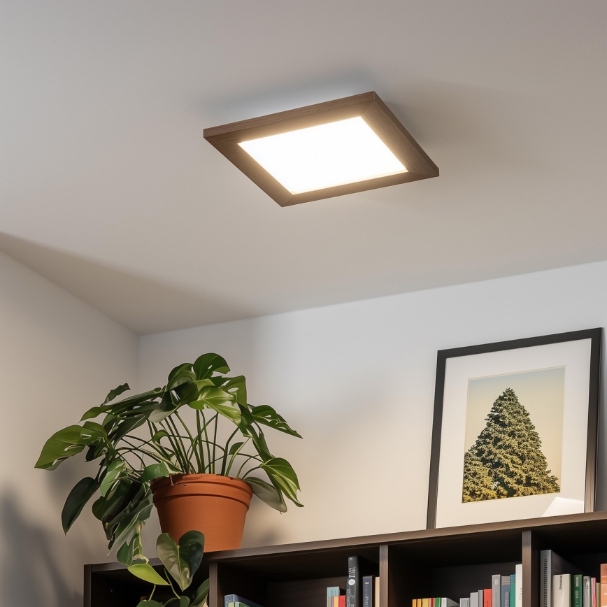 Eglo - LED RGBW Stmievateľný prisadený panel SALOBRENA-C WOOD LED/16W/230V 2700-6500K 34x34 cm tmavohnedá + diaľkové ovládanie