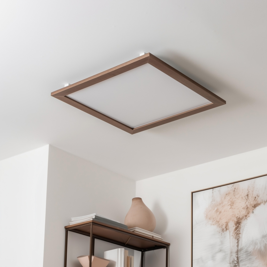 Eglo - LED RGBW Stmievateľný prisadený panel SALOBRENA-C WOOD LED/30,5W/230V 2700-6500K 64x64 cm tmavohnedá + diaľkové ovládanie