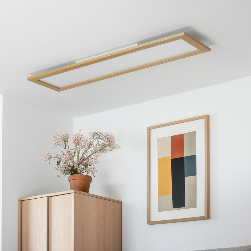 Eglo - LED RGBW Stmievateľný prisadený/podhľadový panel SALOBRENA-C WOOD LED/34W/230V 2700-6500K 34x124 cm hnedá + diaľkové ovládanie