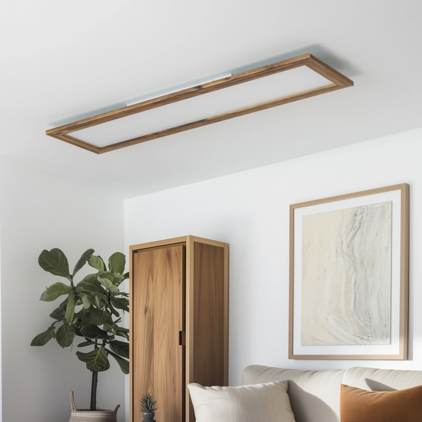 Eglo - LED RGBW Stmievateľný prisadený/podhľadový panel SALOBRENA-C WOOD LED/34W/230V 2700-6500K 34x124 cm hnedá + diaľkové ovládanie