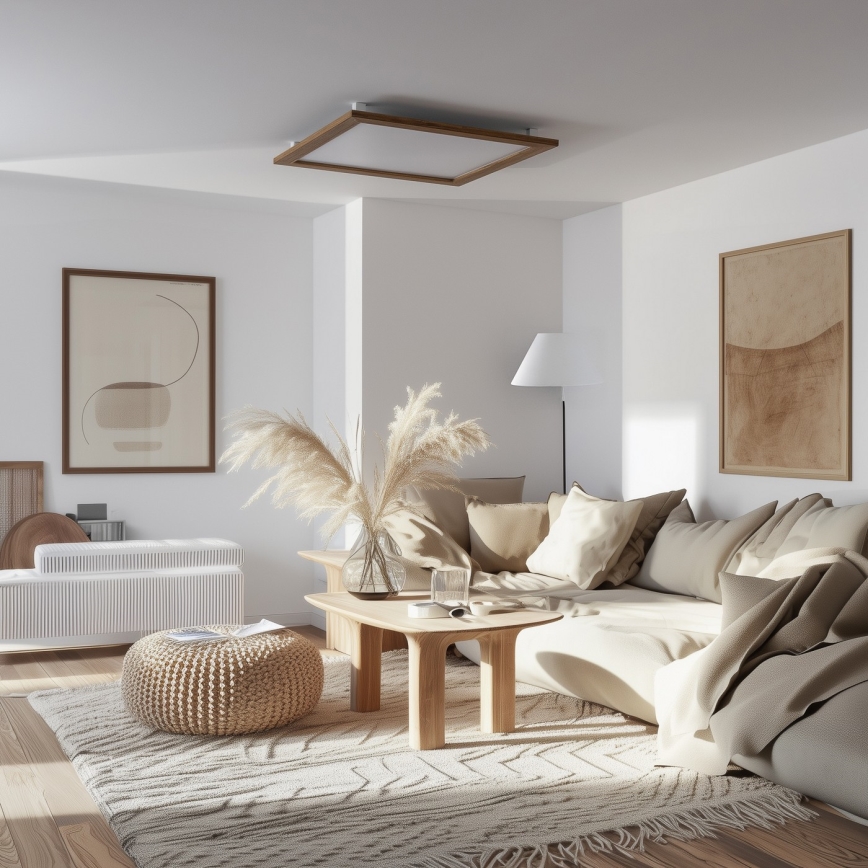 Eglo - LED Stmievateľný prisadený panel SALOBRENA-CL WOOD LED/31W/230V 2700-6500K 64x64 cm hnedá