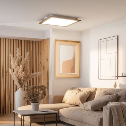 Eglo - LED Stmievateľný prisadený panel SALOBRENA-CL WOOD LED/31W/230V 2700-6500K 64x64 cm hnedá