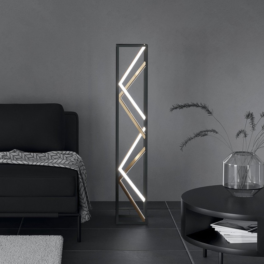 Eglo - LED Stmievateľná stojacia lampa LED/23W/230V 2700-6500K čierna/zlatá + diaľkové ovládanie