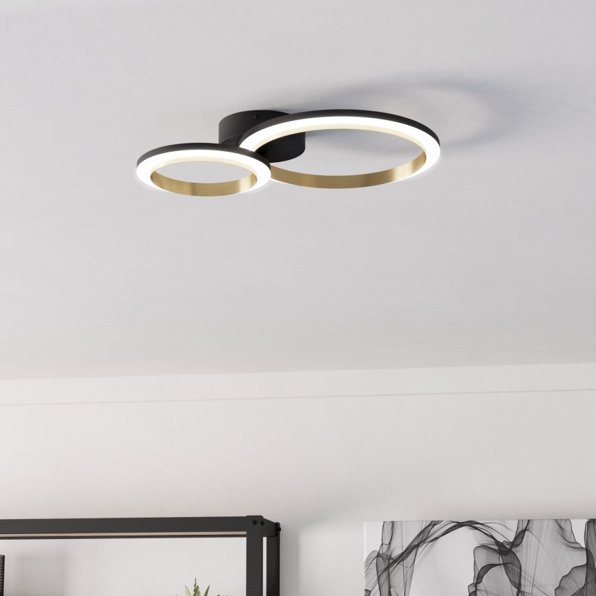 Eglo - LED Stmievateľné stropné svietidlo LED/12W/230V 4000K čierna/zlatá