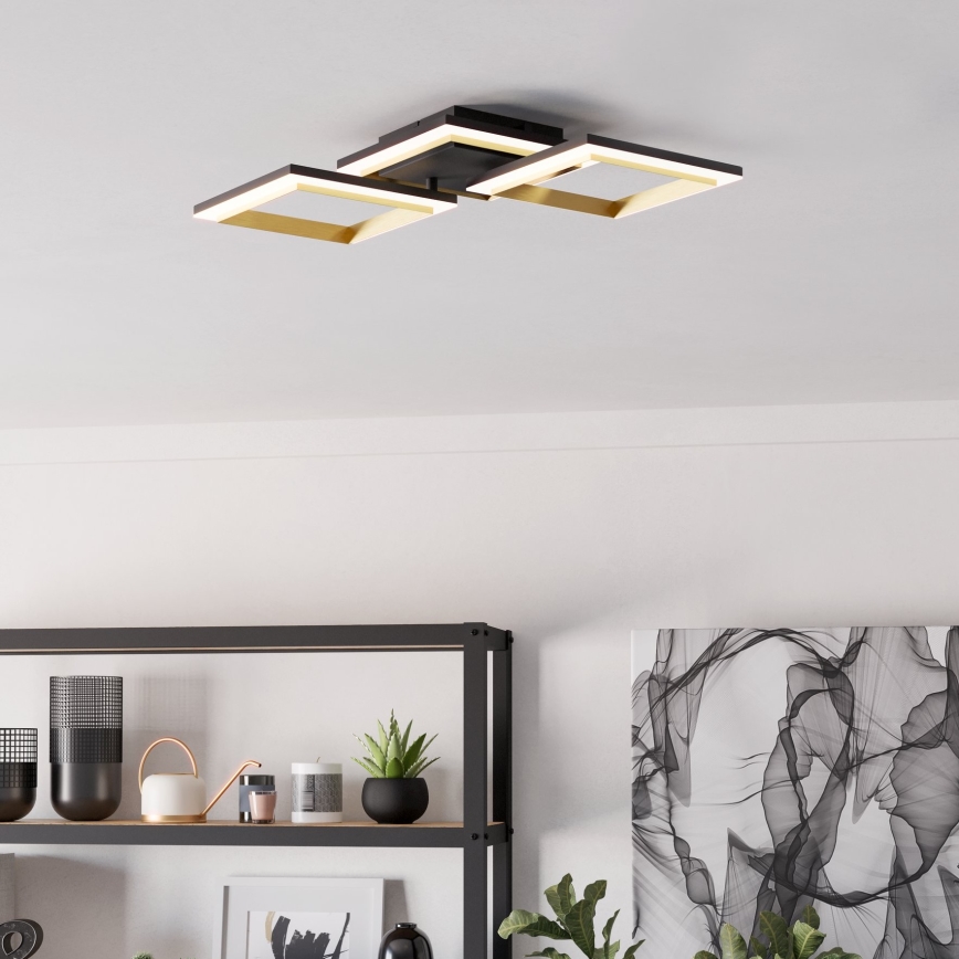 Eglo - LED Stmievateľné stropné svietidlo LED/20W/230V 4000K čierna/zlatá