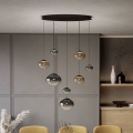Eglo - LED Stmievateľný luster na lane 8xLED/5,8W/230V 2200-6500K čierna/béžová/dymová + diaľkové ovládanie