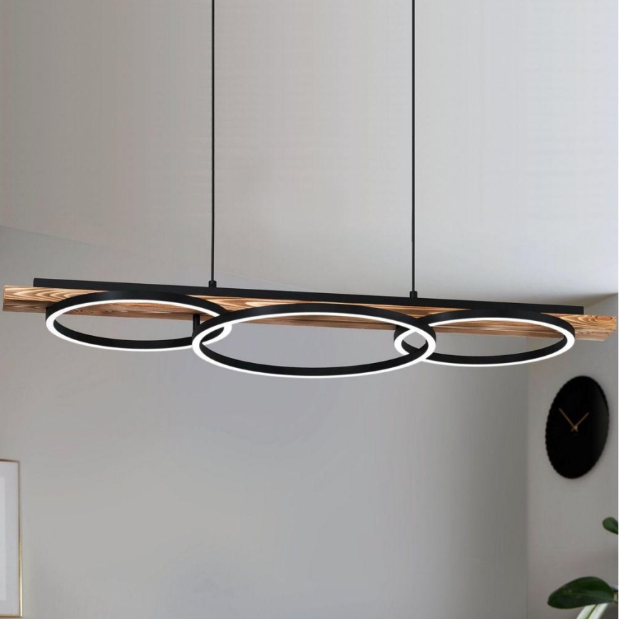 Eglo - LED Stmievateľný luster na lanku 2xLED/12,5W/230V+1xLED/15,5W 3000K hnedá/čierna
