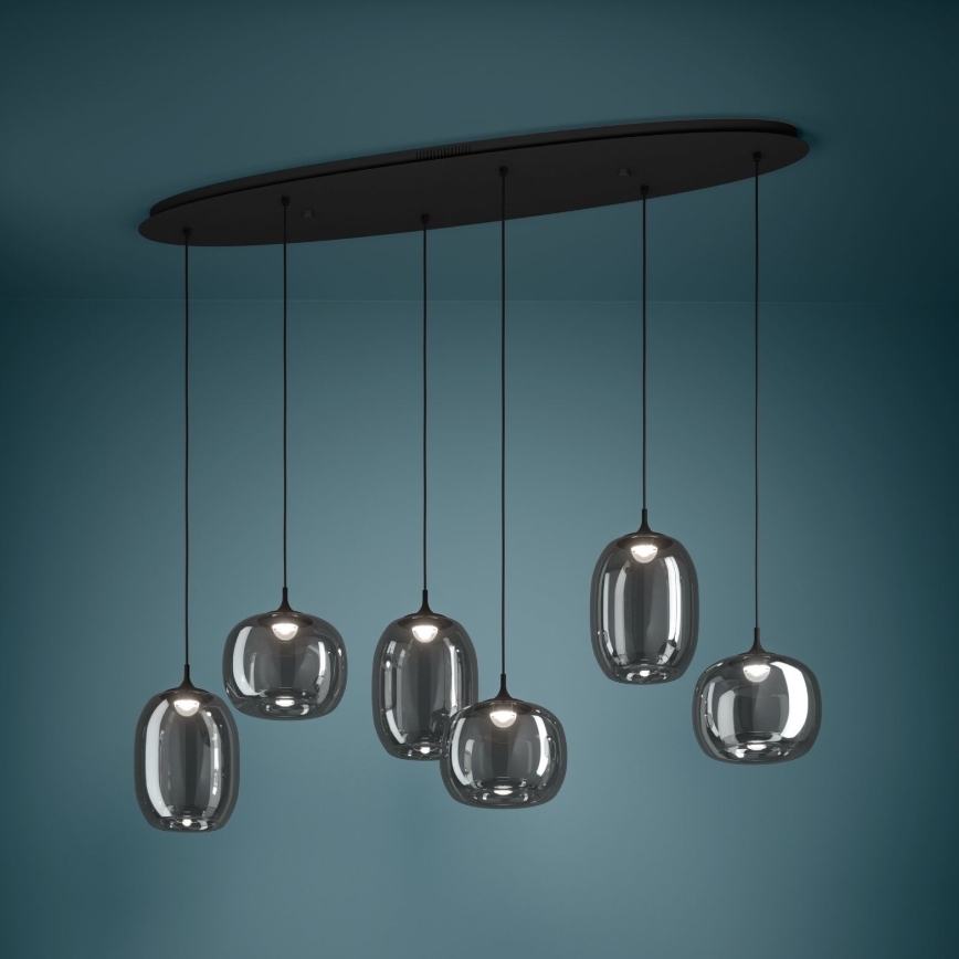 Eglo - LED Stmievateľný luster na lanku 6xLED/3,7W/230V 2700-6500K dymová + diaľkové ovládanie