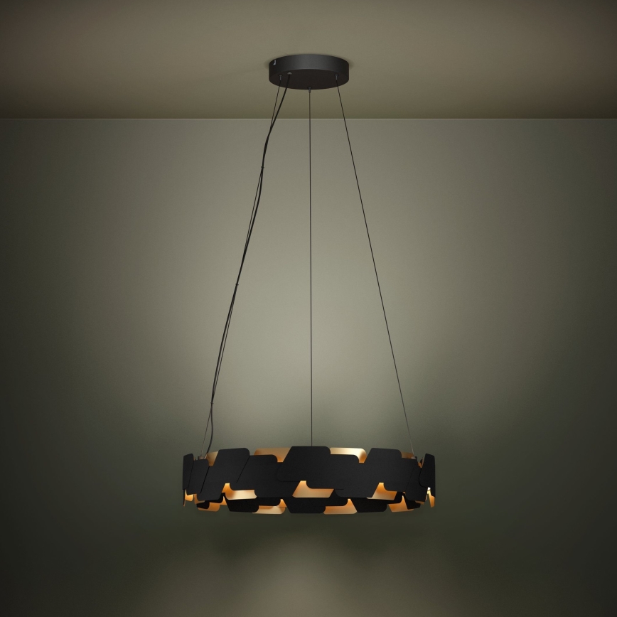 Eglo - LED Stmievateľný luster na lanku LED/72W/230V 3000K čierna/zlatá