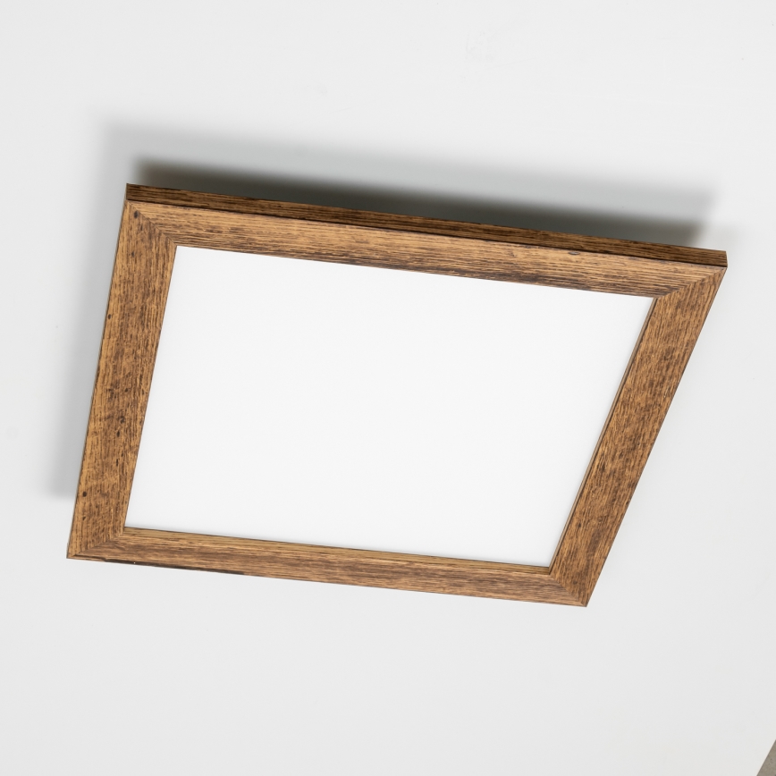 Eglo - LED Stmievateľný prisadený panel SALOBRENA 2 WOOD LED/25W/230V 4000K 49,5x49,5 cm hnedá
