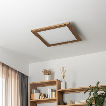 Eglo - LED Stmievateľný prisadený panel SALOBRENA 2 WOOD LED/25W/230V 4000K 49,5x49,5 cm hnedá