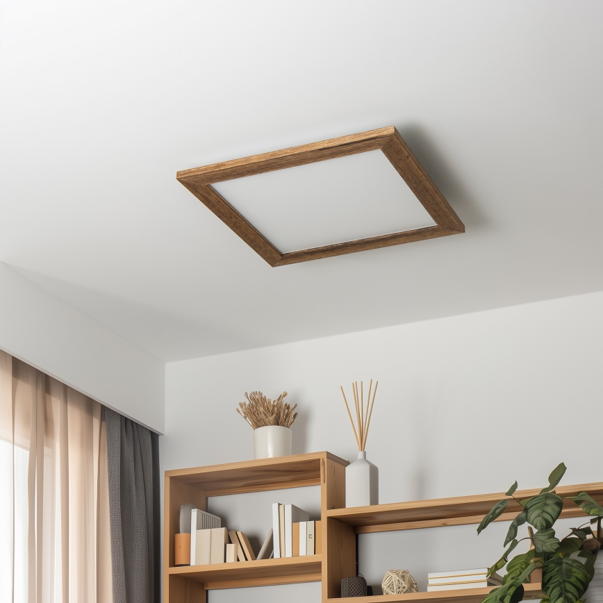 Eglo - LED Stmievateľný prisadený panel SALOBRENA 2 WOOD LED/25W/230V 4000K 49,5x49,5 cm hnedá