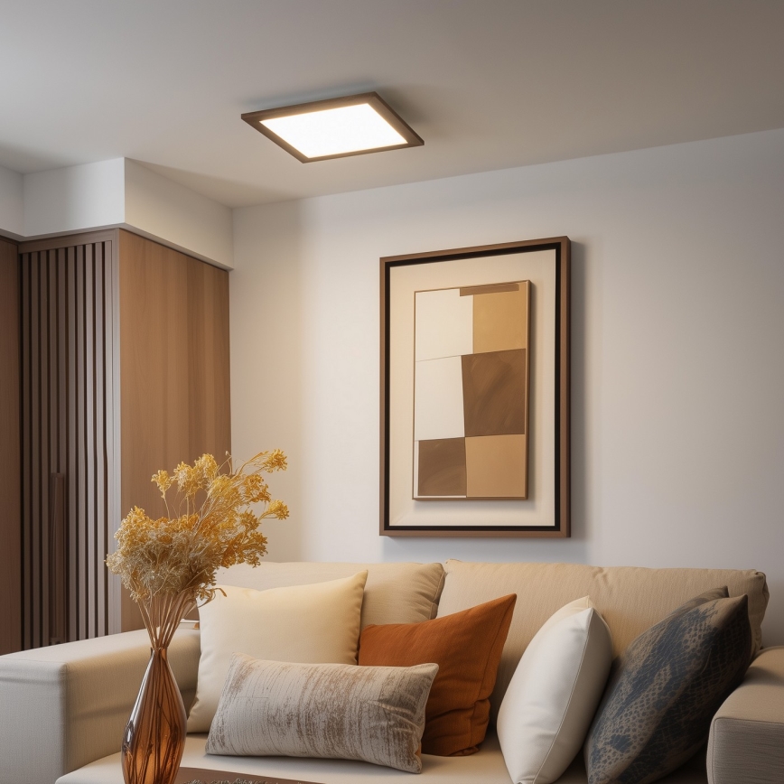Eglo - LED Stmievateľný prisadený panel SALOBRENA 2 WOOD LED/25W/230V 4000K 49,5x49,5 cm hnedá