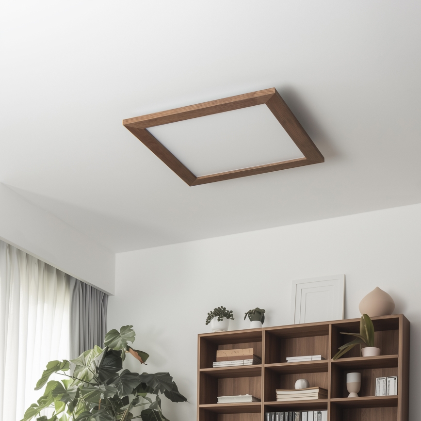 Eglo - LED Stmievateľný prisadený panel SALOBRENA 2 WOOD LED/25W/230V 4000K 49,5x49,5 cm tmavohnedá