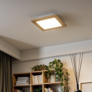 Eglo - LED Stmievateľný prisadený panel SALOBRENA 2 WOOD LED/16W/230V 4000K 34x34 cm hnedá