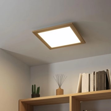 Eglo - LED Stmievateľný prisadený panel SALOBRENA 2 WOOD LED/25W/230V 4000K 49,5x49,5 cm hnedá