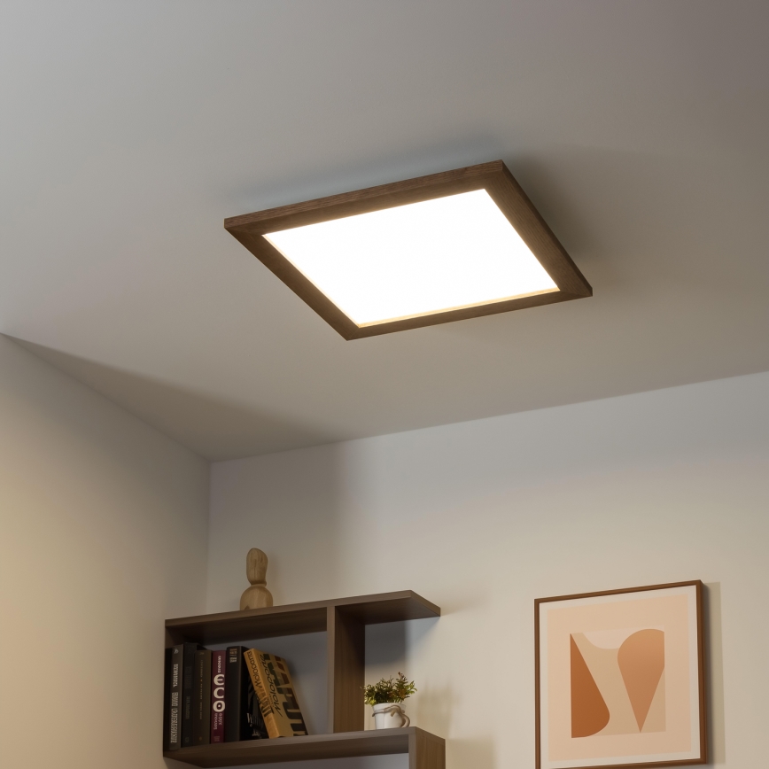 Eglo - LED Stmievateľný prisadený panel SALOBRENA 2 WOOD LED/25W/230V 4000K 49,5x49,5 cm tmavohnedá