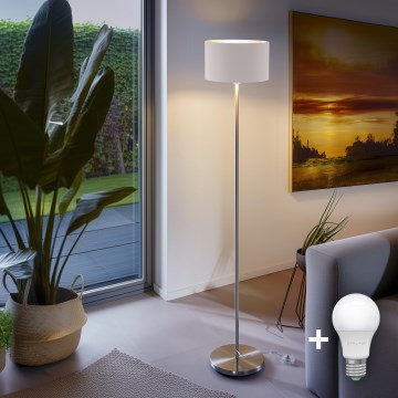 Eglo - LED  Stojacia lampa TUNJA 1xE27/60W/230V matný chróm/biela