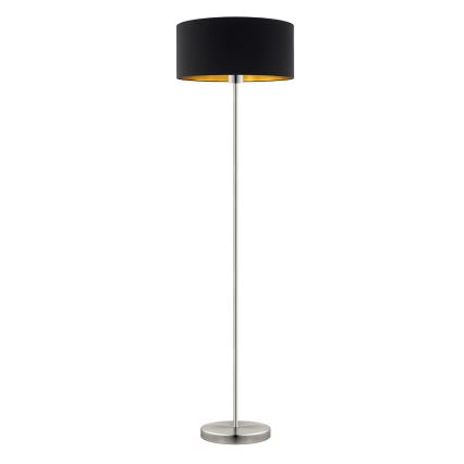 Eglo - LED Stojacia lampa TUNJA 1xE27/60W/230V matný chróm/čierna