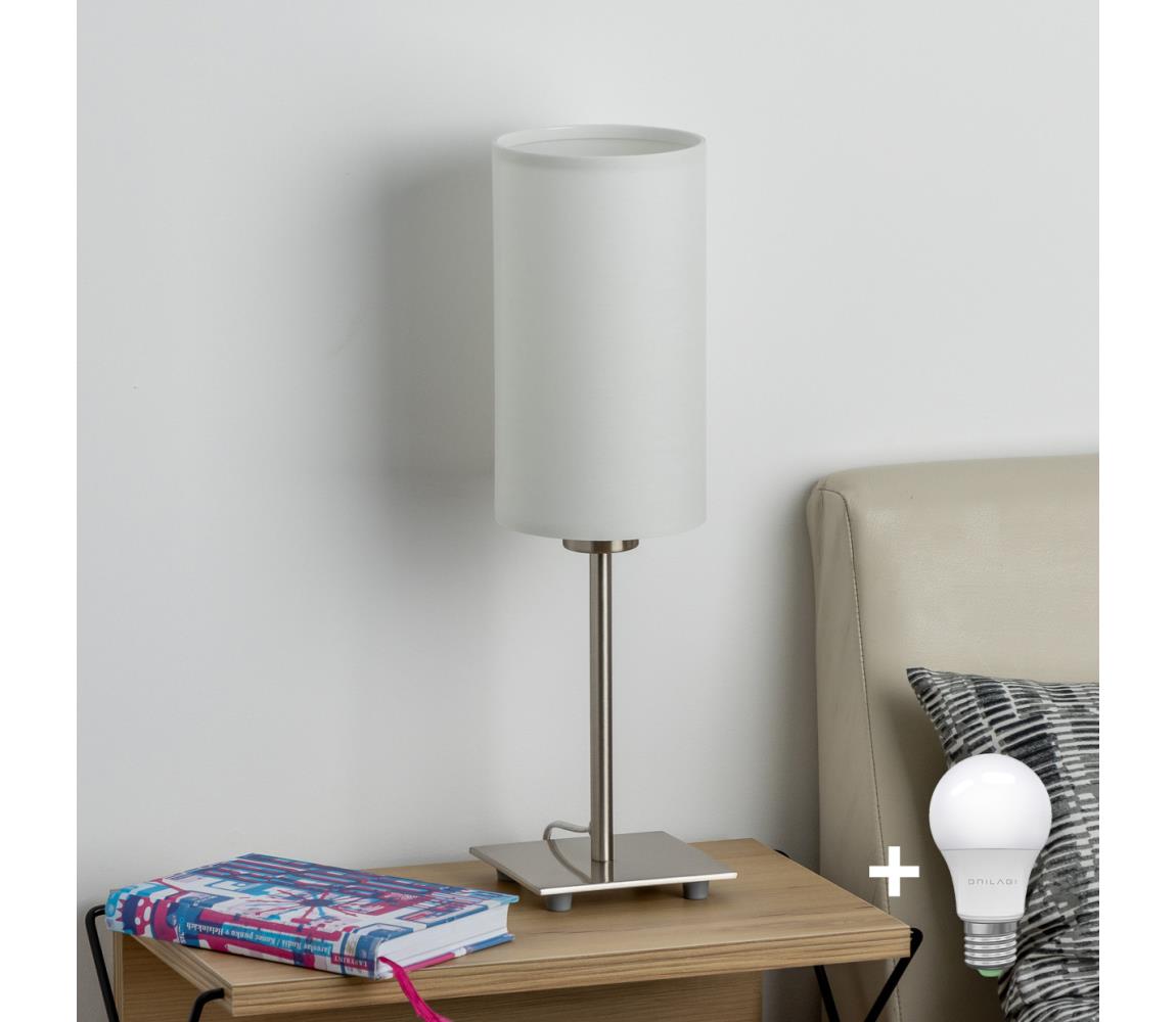 Eglo - LED Stolná lampa TUNJA 1xE27/60W/230V 26,5 cm matný chróm/biela
