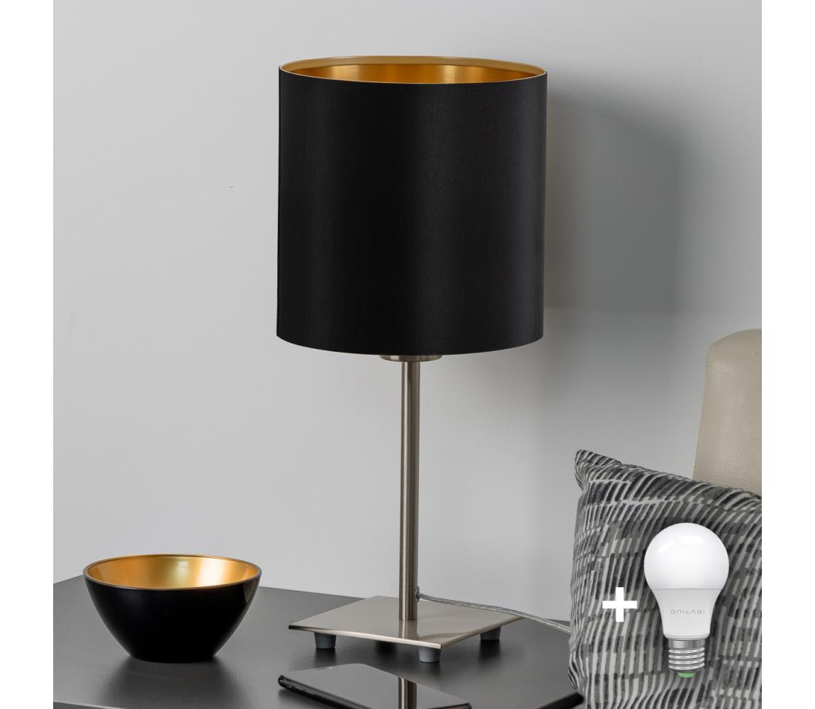 Eglo - LED Stolná lampa TUNJA 1xE27/60W/230V 26,5 cm matný chróm/čierna