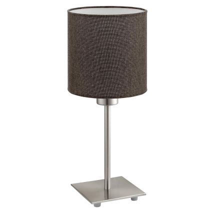 Eglo - LED  Stolná lampa TUNJA 1xE27/60W/230V 26,5 cm matný chróm/hnedá