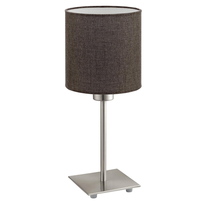 Eglo - LED  Stolná lampa TUNJA 1xE27/60W/230V 26,5 cm matný chróm/hnedá