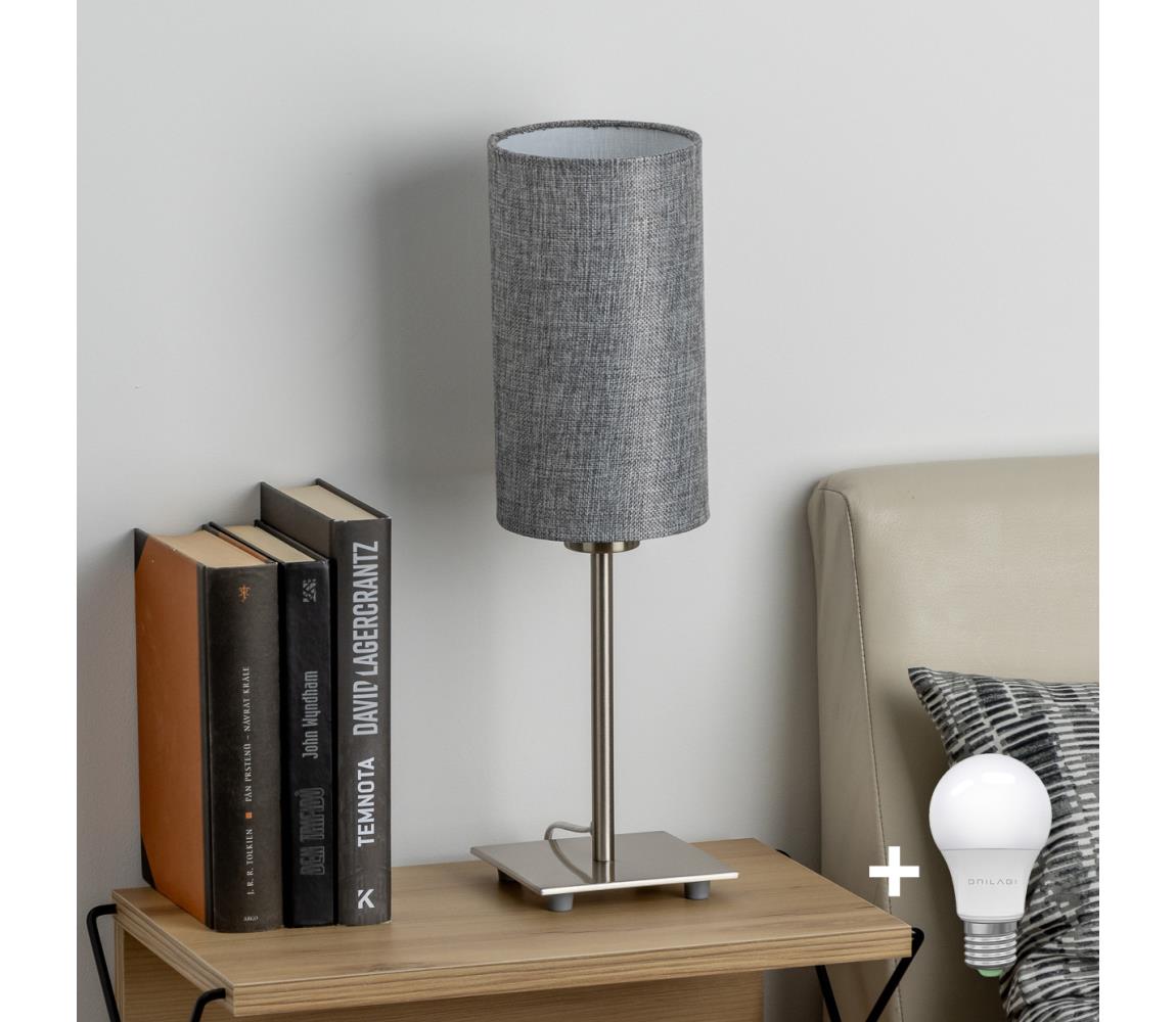 Eglo - LED Stolná lampa TUNJA 1xE27/60W/230V 26,5 cm matný chróm/šedá