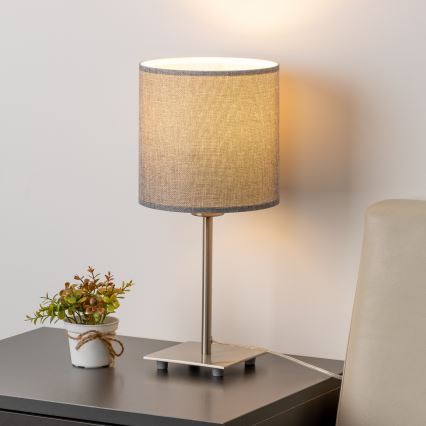 Eglo - LED  Stolná lampa TUNJA 1xE27/60W/230V 26,5 cm matný chróm/šedá