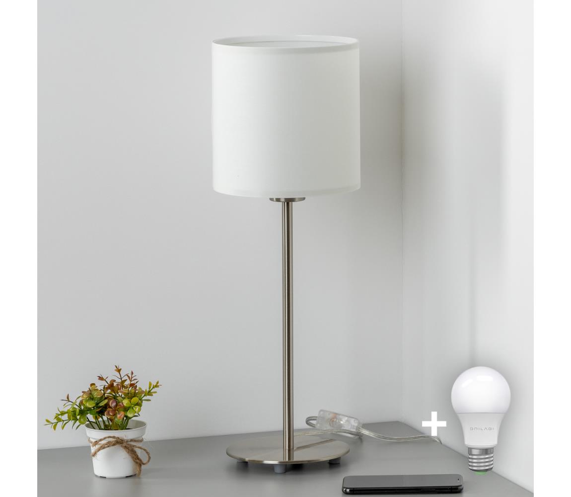 Eglo - LED Stolná lampa TUNJA 1xE27/60W/230V 38,5 cm matný chróm/biela