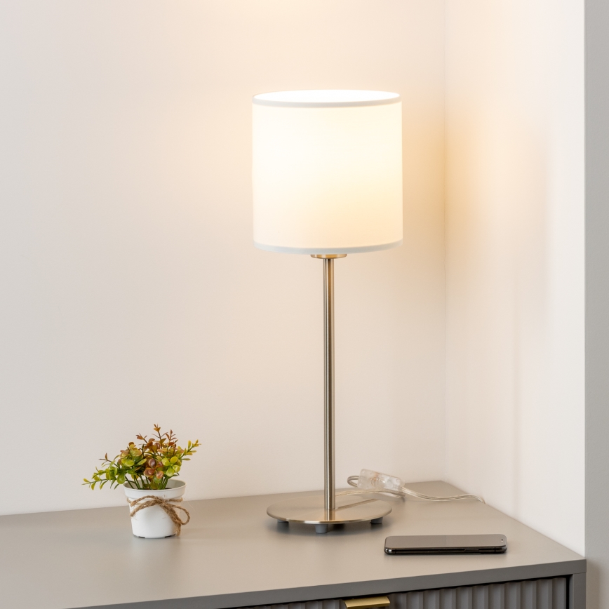 Eglo - LED  Stolná lampa TUNJA 1xE27/60W/230V 38,5 cm matný chróm/biela