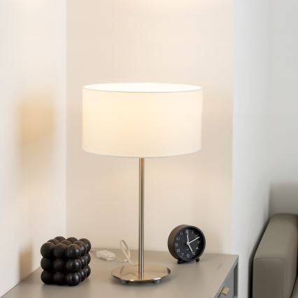 Eglo - LED  Stolná lampa TUNJA 1xE27/60W/230V 38,5 cm matný chróm/biela