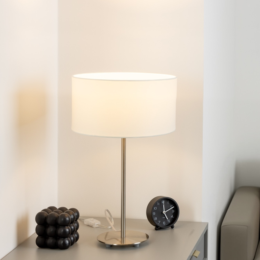 Eglo - LED  Stolná lampa TUNJA 1xE27/60W/230V 38,5 cm matný chróm/biela