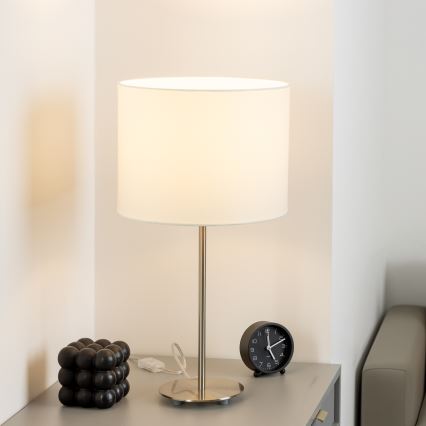 Eglo - LED  Stolná lampa TUNJA 1xE27/60W/230V 38,5 cm matný chróm/biela
