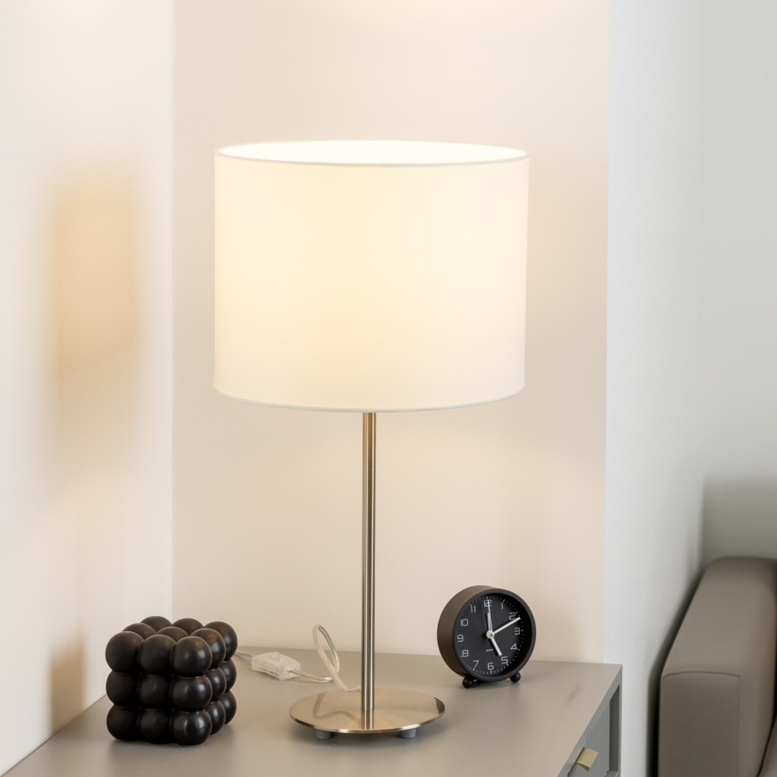 Eglo - LED  Stolná lampa TUNJA 1xE27/60W/230V 38,5 cm matný chróm/biela