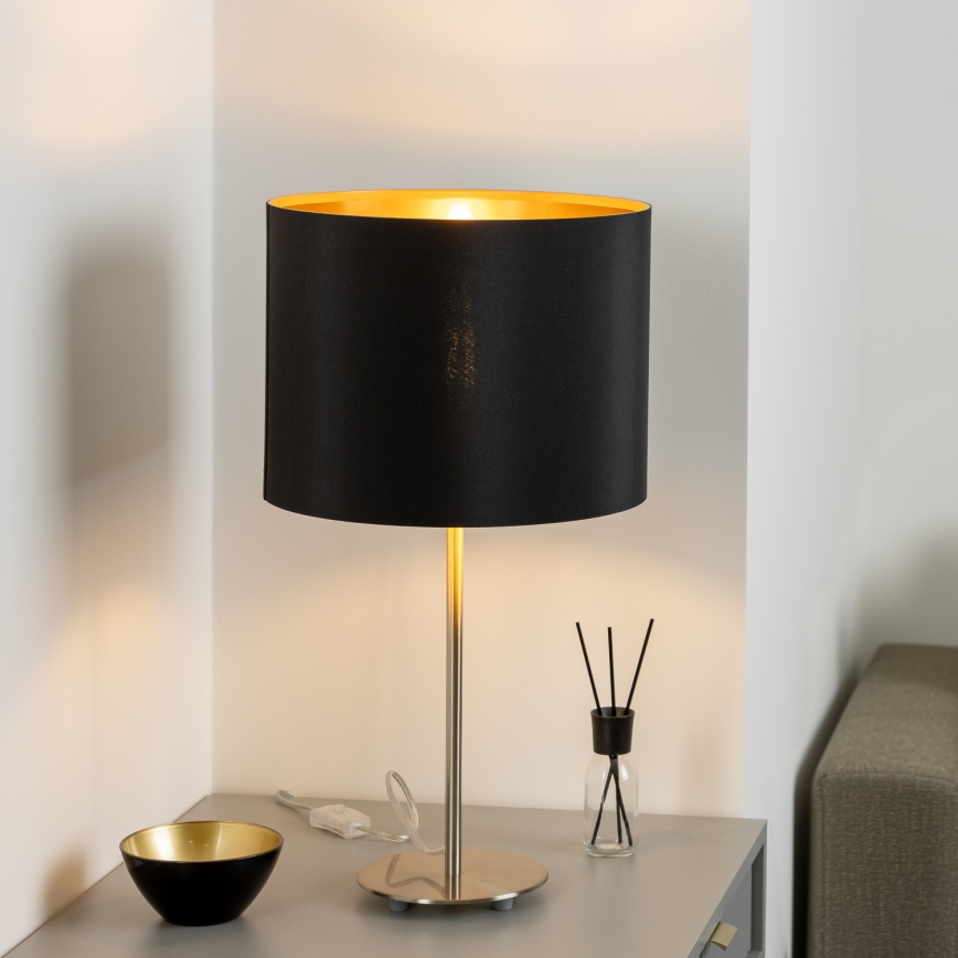 Eglo - LED  Stolná lampa TUNJA 1xE27/60W/230V 38,5 cm matný chróm/čierna