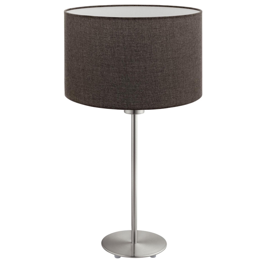 Eglo - LED  Stolná lampa TUNJA 1xE27/60W/230V 38,5 cm matný chróm/hnedá