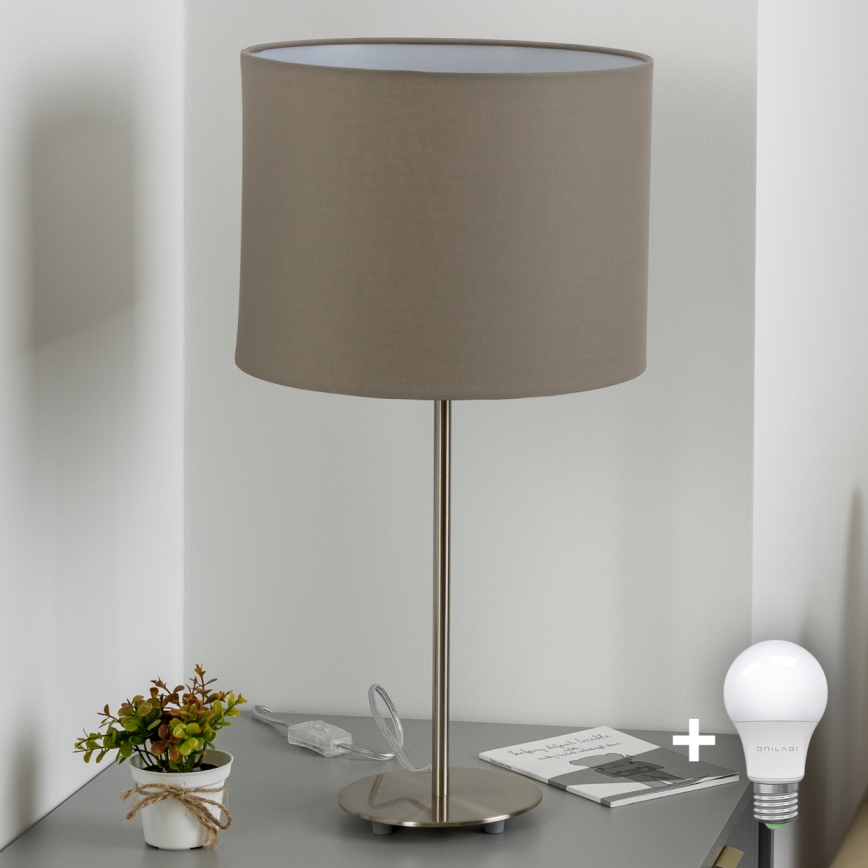 Eglo - LED  Stolná lampa TUNJA 1xE27/60W/230V 38,5 cm matný chróm/taupe
