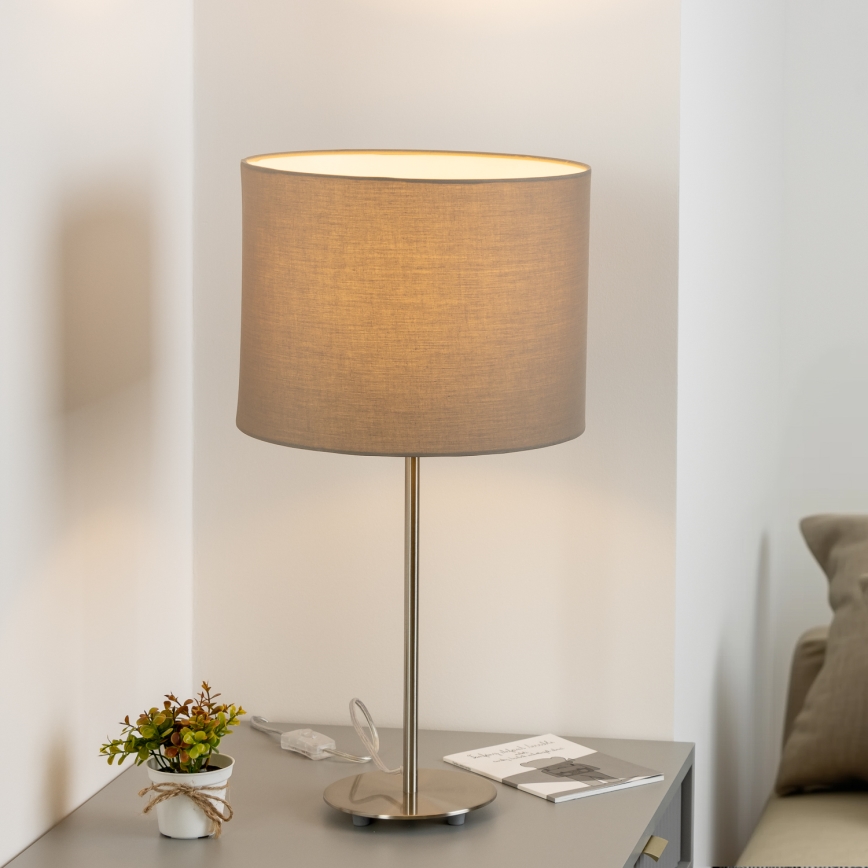 Eglo - LED  Stolná lampa TUNJA 1xE27/60W/230V 38,5 cm matný chróm/taupe