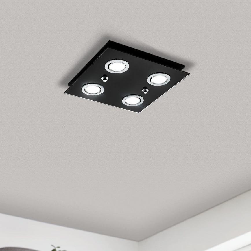 Eglo - LED Stropné svietidlo 4xGU10/2,8W/230V 3000K čierna